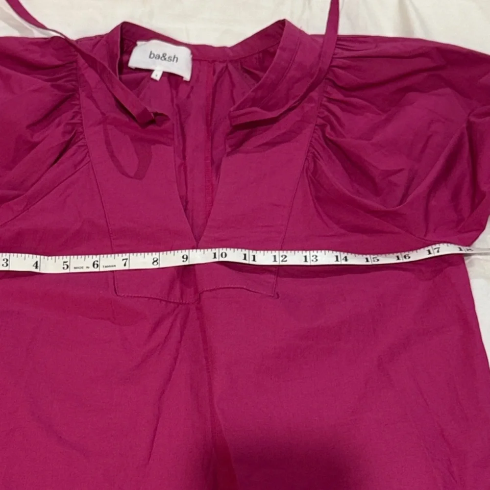 ba&sh Jamie Cotton Fuchsia Puff Sleeve Blouse - Small - Picture 8 of 8